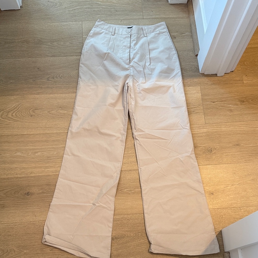 PrettyLittleThing Beige Wide Leg Pants